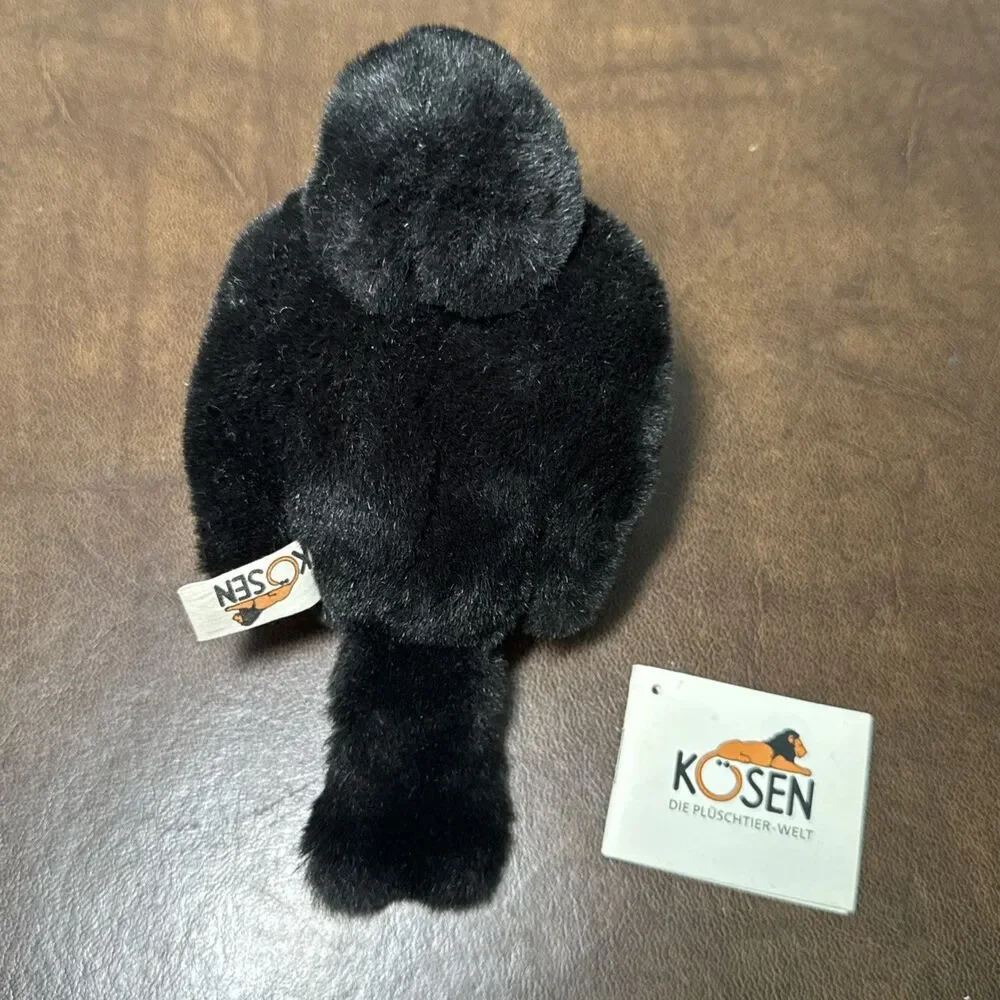 Kosen Black Bird Raven Crow Plush Toy Kösen Made in Germany w/ Brochure Retired
